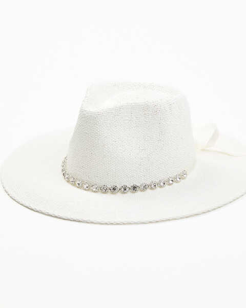 Nikki Beach Women's White Krystal Australian Toyo Fedora Hat, White, hi-res