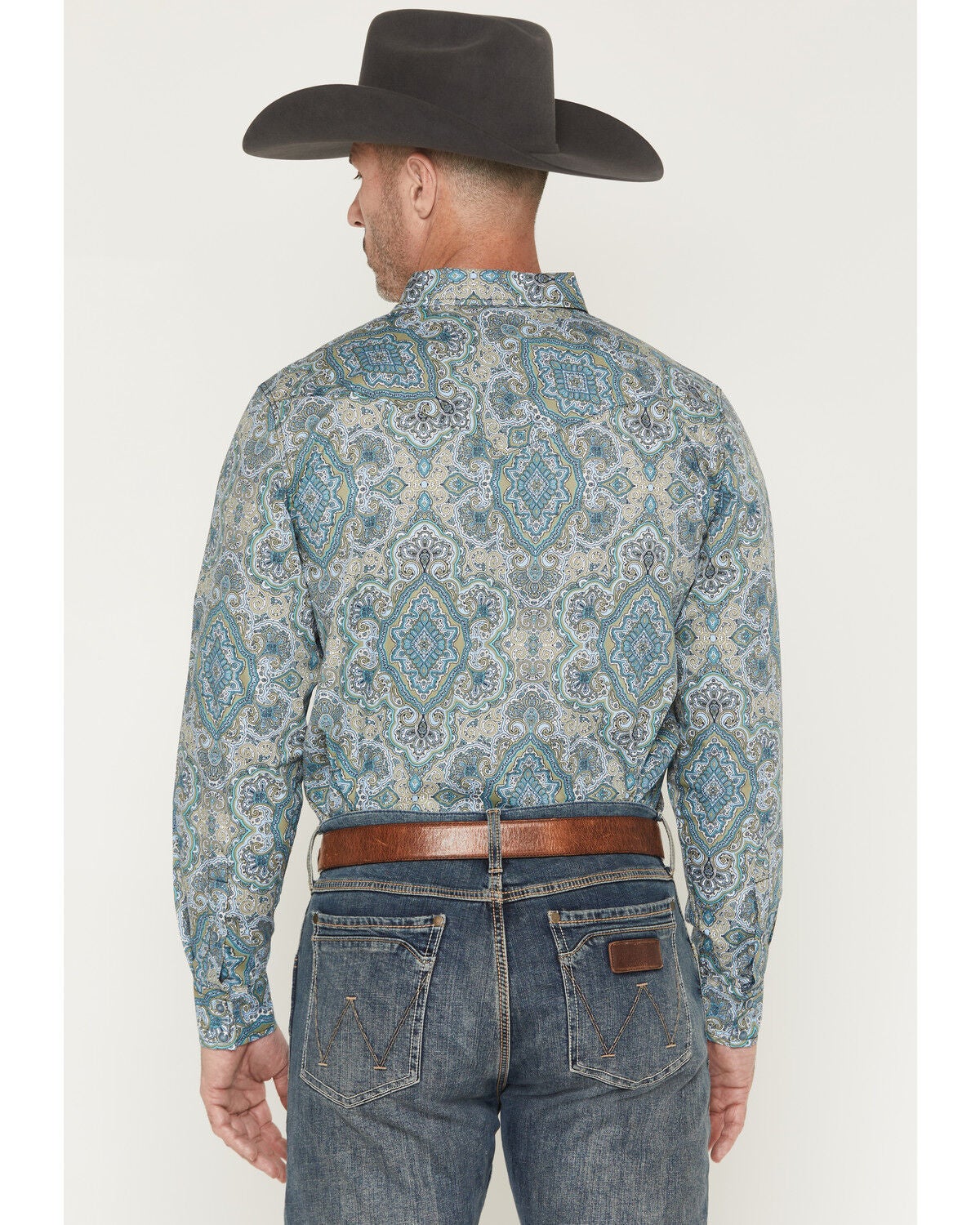 Image #4 - Gibson Trading Co Men's Throwback Paisley Print Long Sleeve Western Shirt - Big, Multi, hi-res