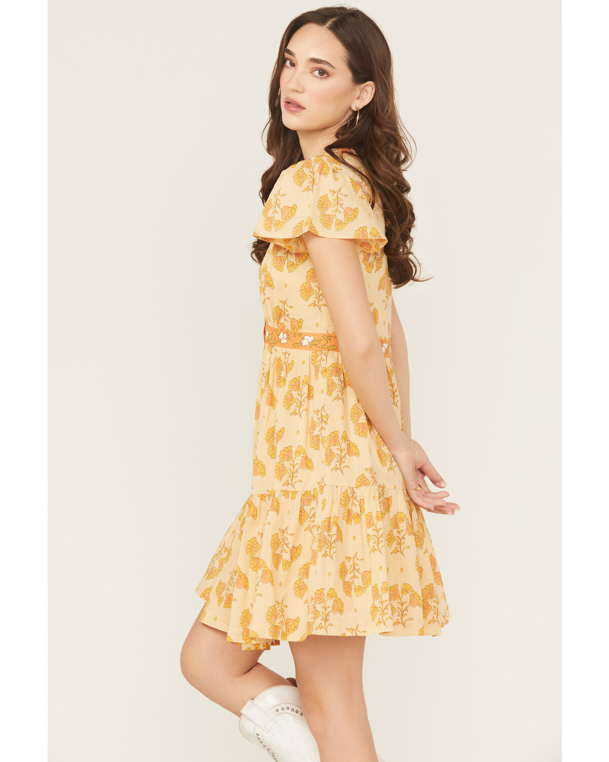 Image #2 - Bila Women's Monaco Floral Border Mini Dress, Orange, hi-res
