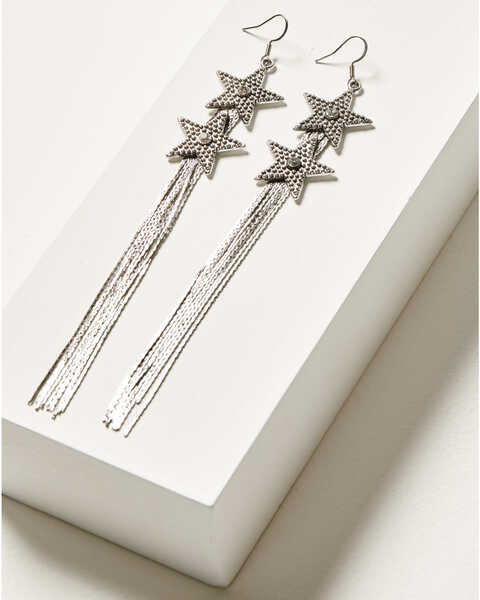 Idyllwind Women's Star Fringe Skyline Earrings , Silver, hi-res