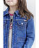 Image #4 - Wrangler® X Barbie™ Girls' Medium Wash Zip-Up Logo Denim Jacket, , hi-res