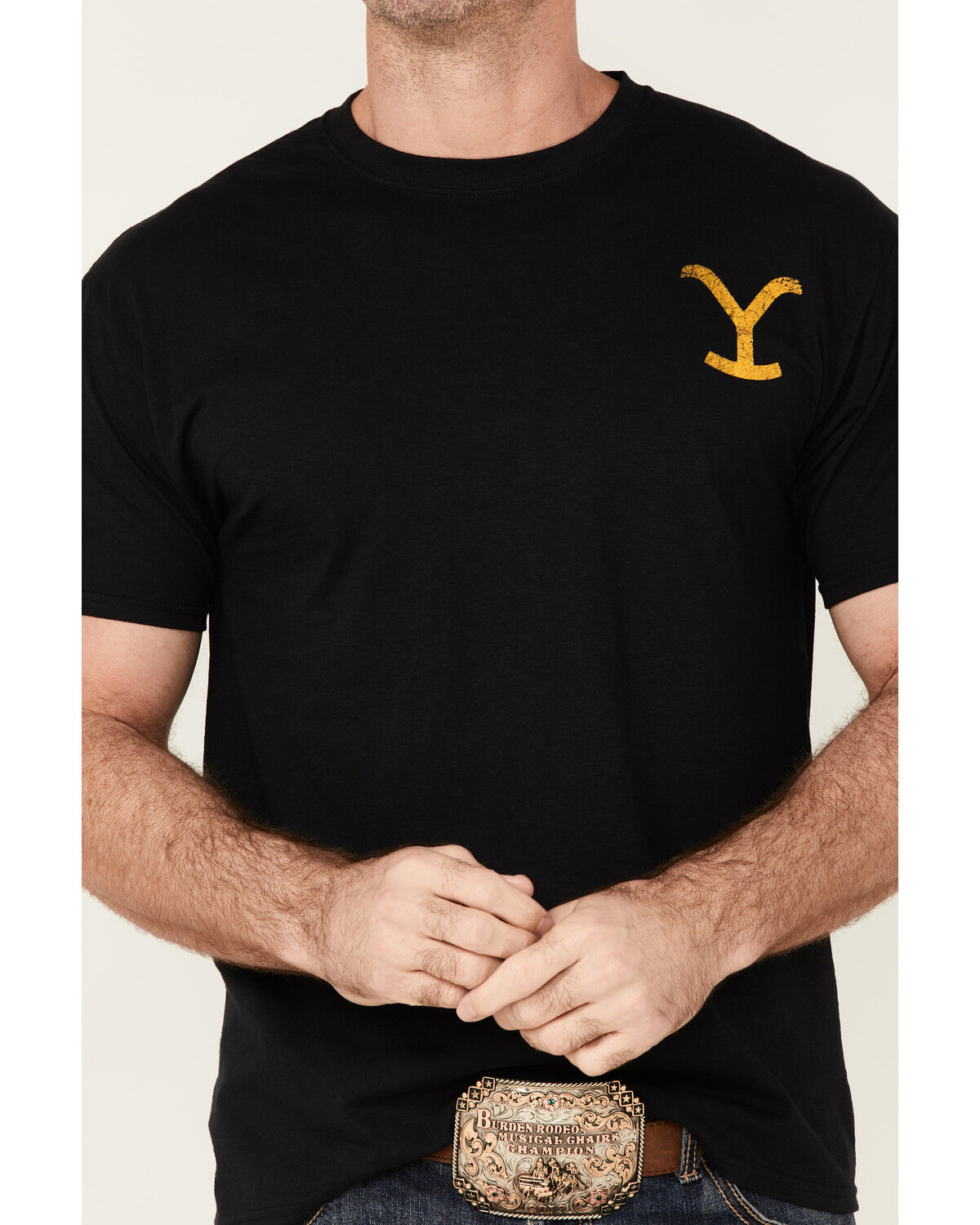 Image #3 - Paramount Network's Yellowstone Men's Dutton Ranch Gradient Rider Silhouette Graphic Short Sleeve T-Shirt, Black, hi-res