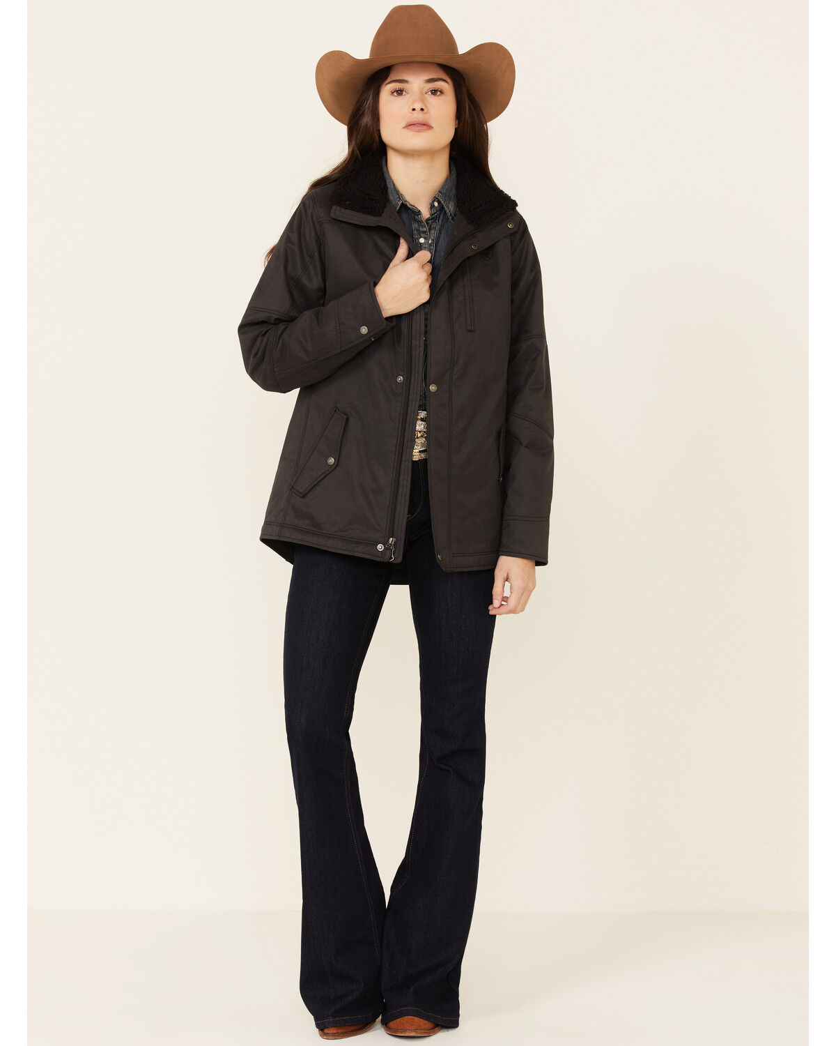 Image #4 - Ariat Women's Solid Grizzly Poly-Fill Canvas Jacket, Charcoal, hi-res