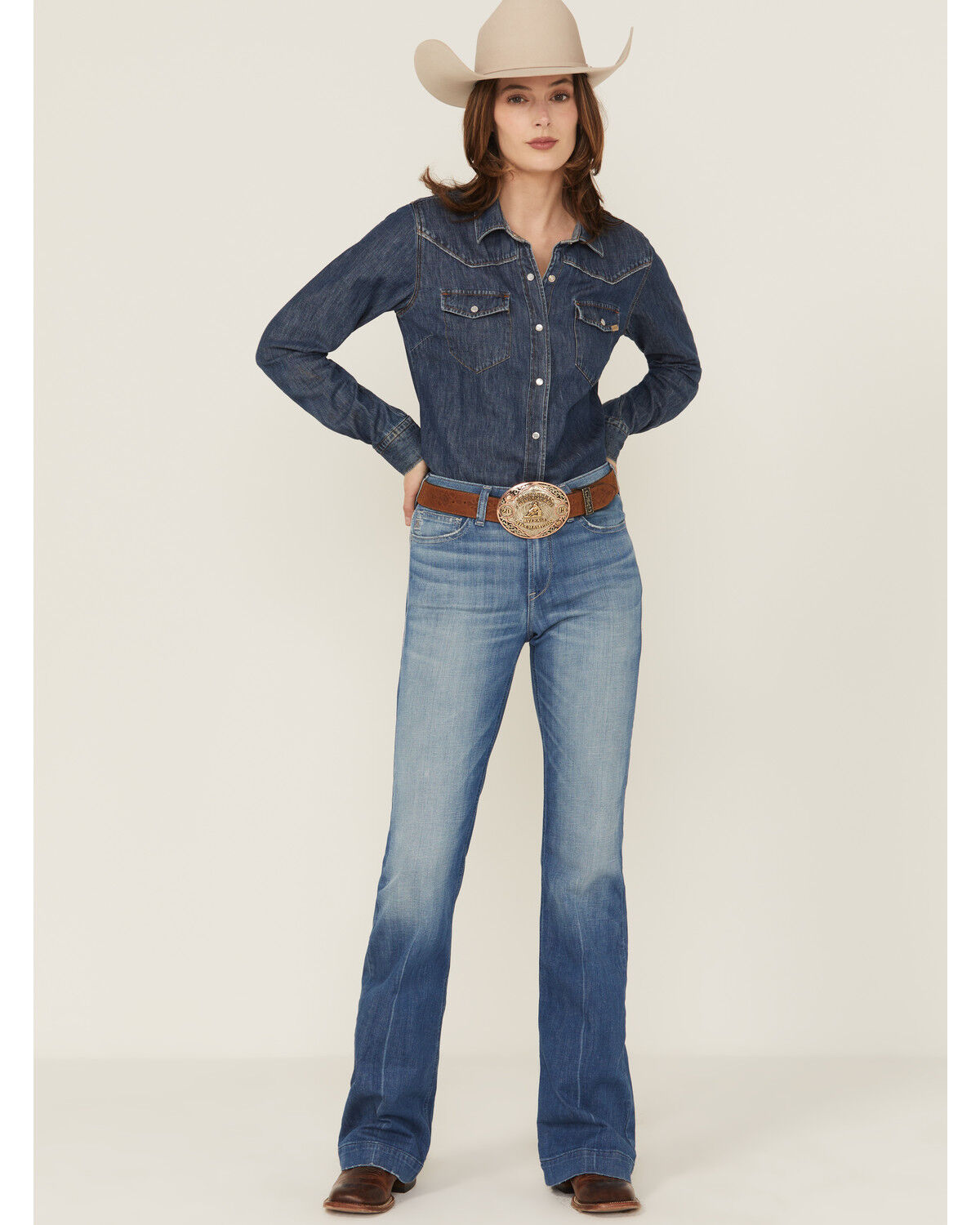 Image #3 - Ariat Women's Elaina Medium Wash High Rise Slim Trouser Stretch Denim Jeans, Medium Wash, hi-res