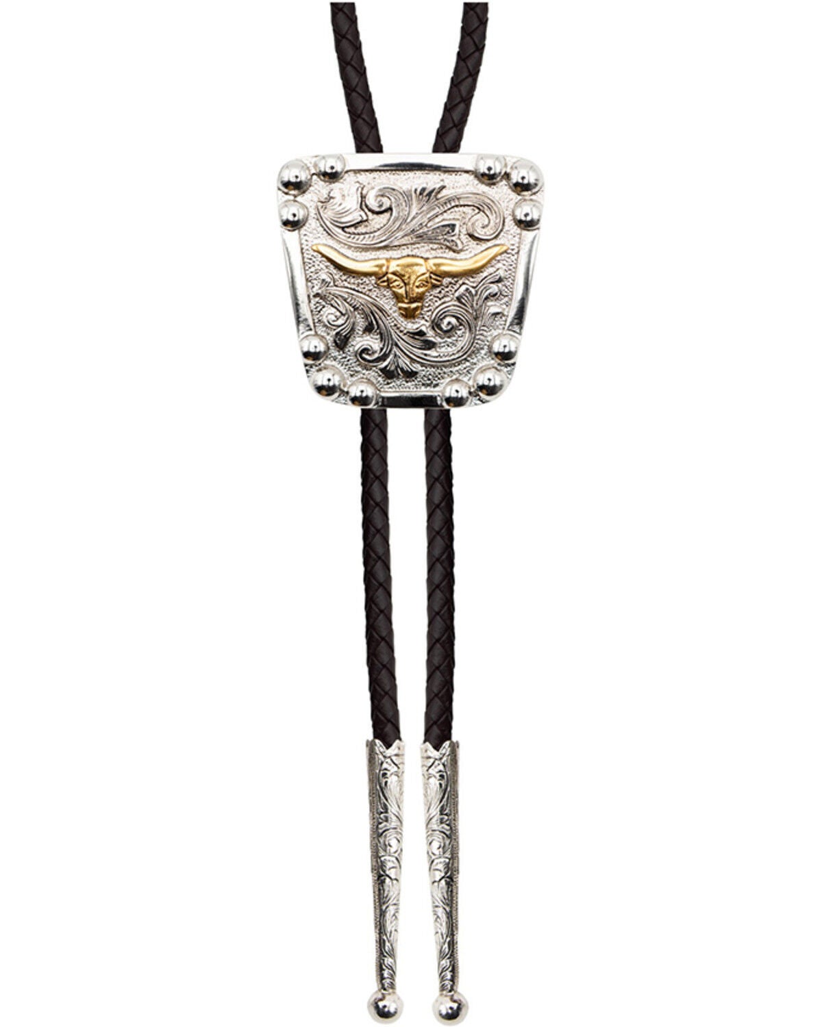 Image #1 - Cody James Men's Longhorn Bolo Tie, Silver, hi-res