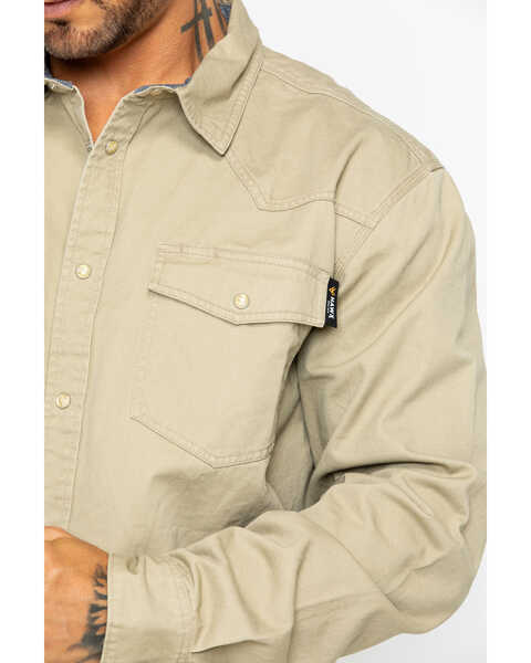 Hawx Men's Twill Snap Long Sleeve Western Work Shirt - Tall , Beige/khaki, hi-res