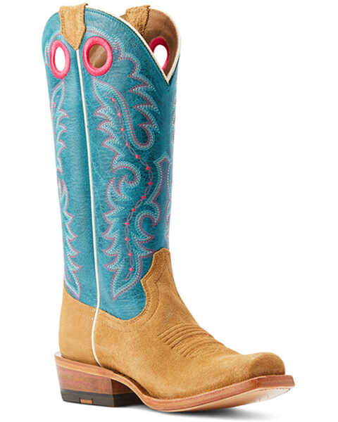 Ariat Women's Futurity Boon Western Boots - Square Toe, Tan/turquoise, hi-res