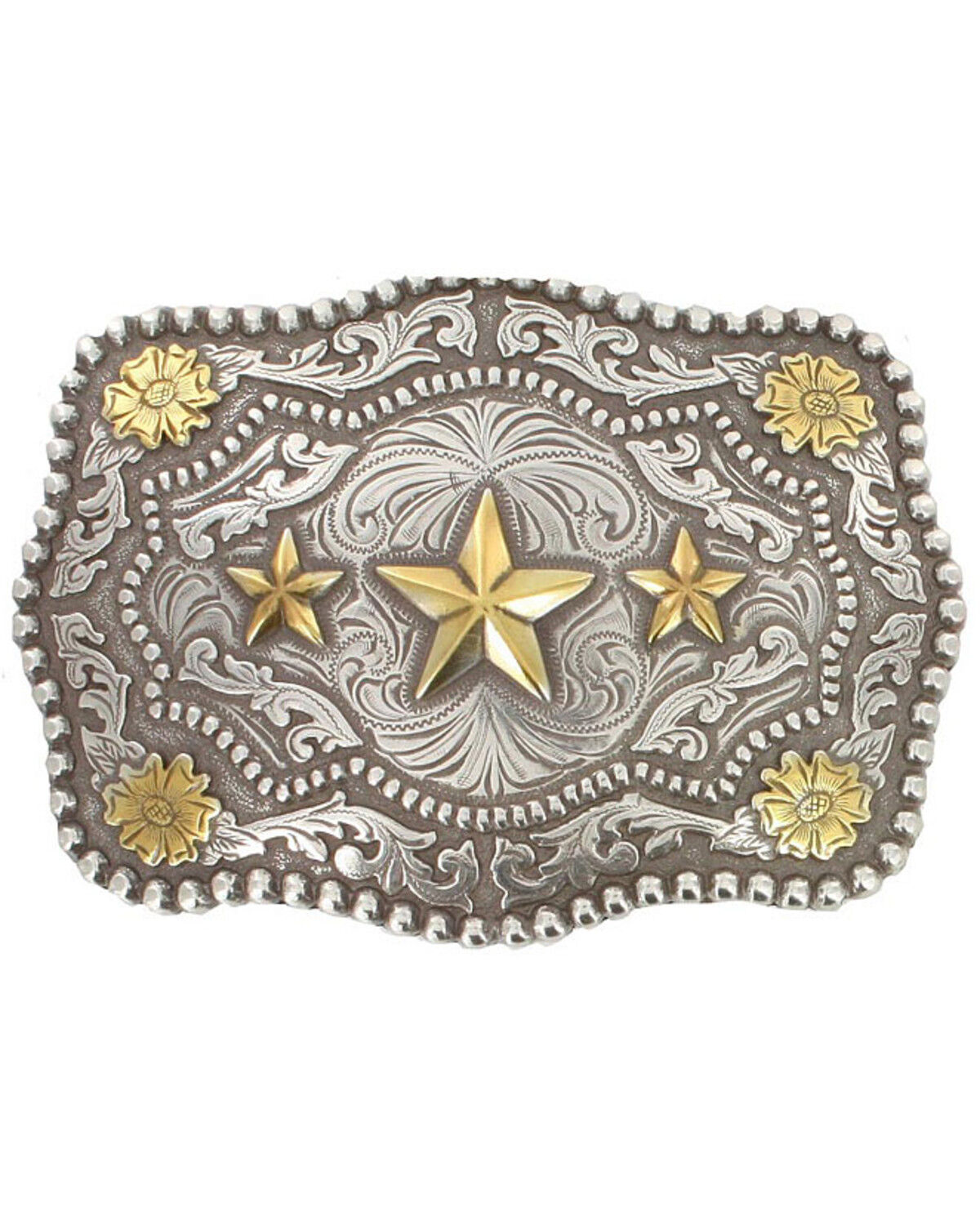 Image #1 - Cody James Men's Triple Star Belt Buckle, Silver, hi-res