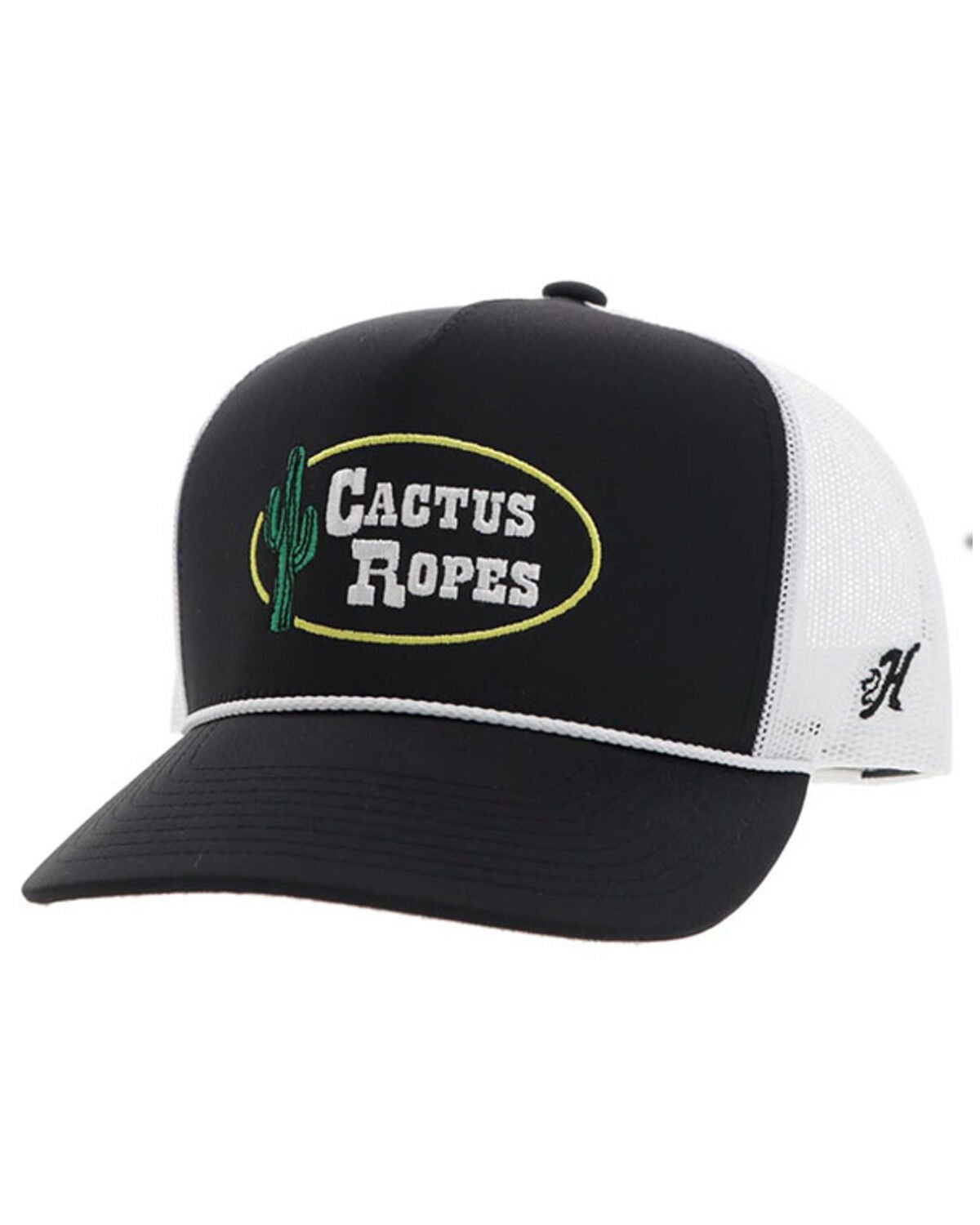 Hooey Men's Cactus Ropes Trucker Cap, Black/white