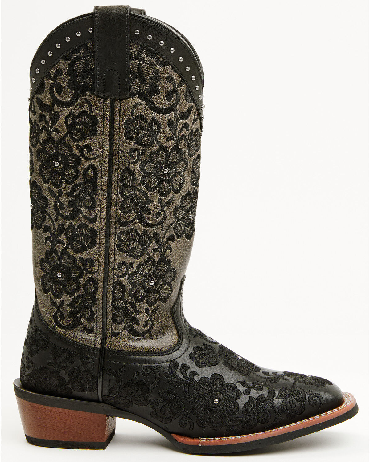 Image #2 - Laredo Women's Flora Western Boots - Broad Square Toe, Black, hi-res