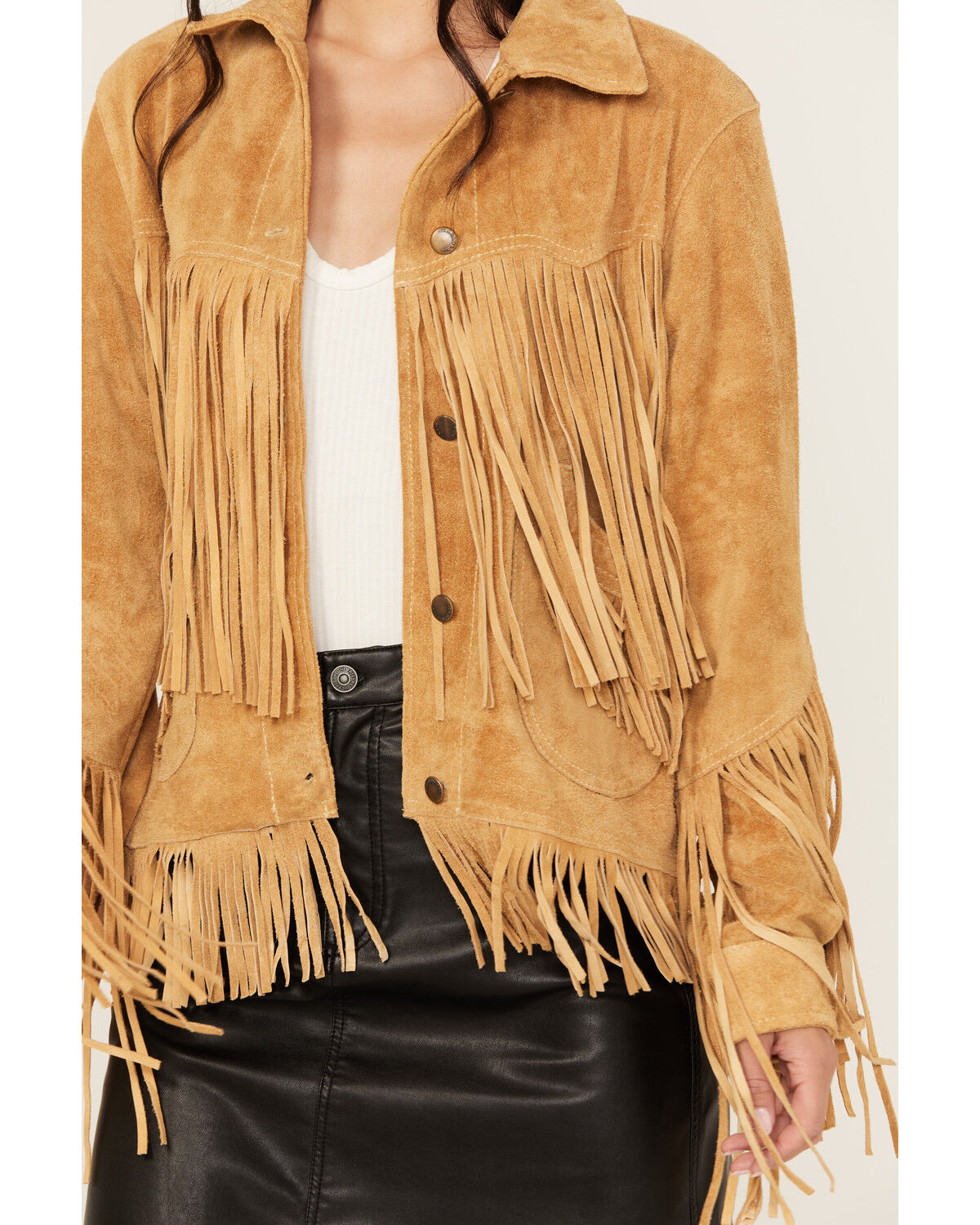 Image #3 - STS Ranchwear by Carroll Women's Suede Fringe Elsa Jacket, Camel, hi-res