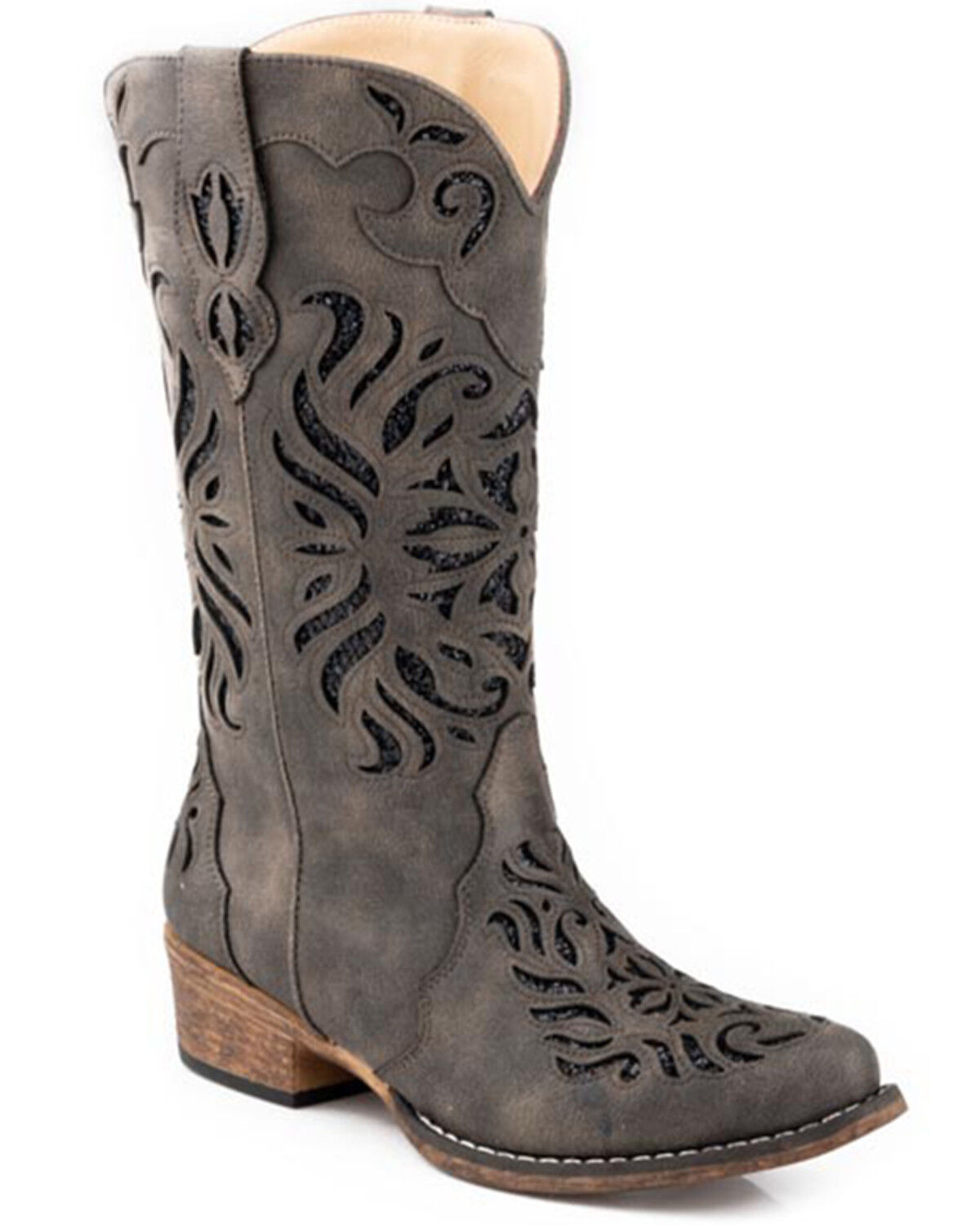 Image #1 - Roper Women's Riley Glitz Western Boots - Snip Toe, Grey, hi-res