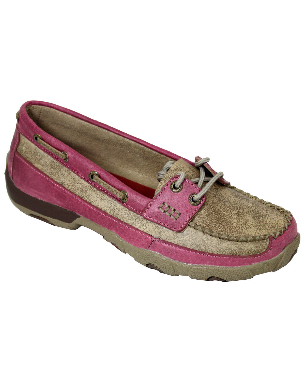 Image #1 - Twisted X Women's Tan and Pink Driving Mocs, , hi-res