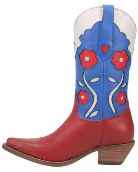 Image #3 - Dingo Comin Up Roses Floral Inlay Western Boots - Pointed Toe, Maroon, hi-res