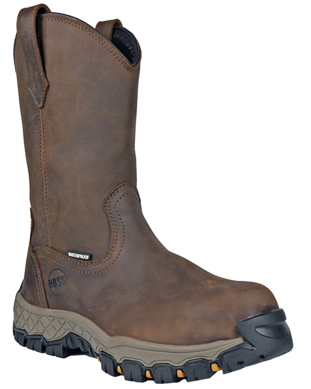 Image #1 - Hoss Men's 11" Waterproof Wellington Work Boots - Composite Toe, Brown, hi-res