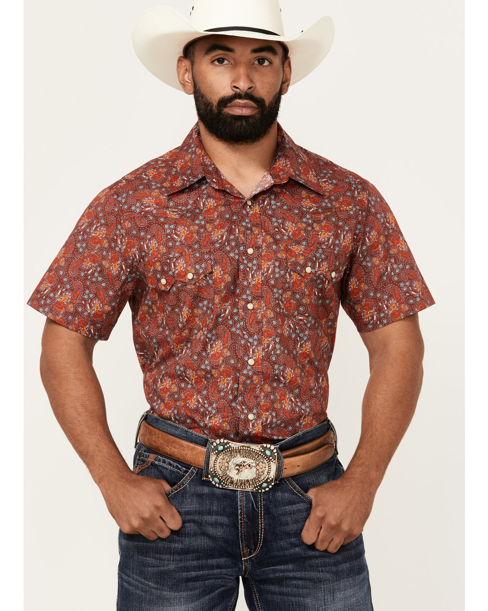 Paisley print short sleeve shirt clearance