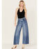 Image #1 - Wrangler Women's Medium Wash Mid Rise Color Block Together Again Wide Leg Jeans, Blue, hi-res