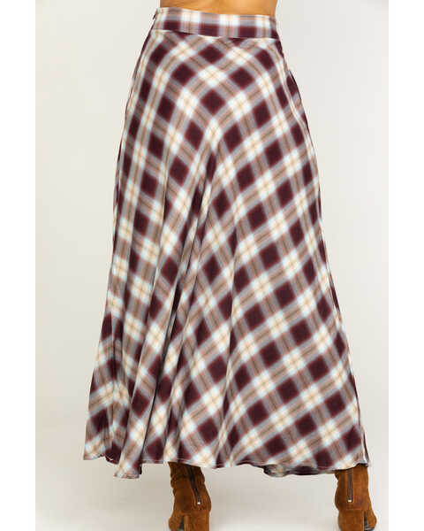 Stetson Women's Plaid Print Maxi Skirt, Brown, hi-res