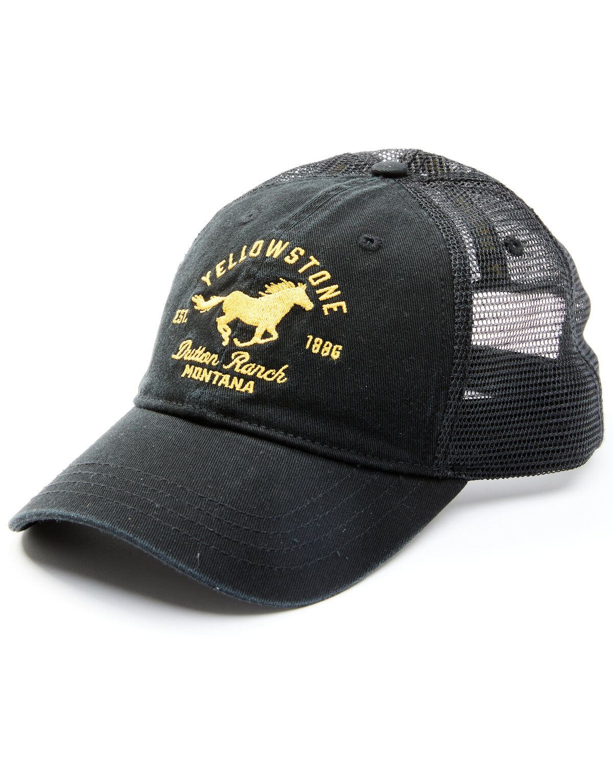 Image #1 - Paramount Network’s Yellowstone Men's Dutton Ranch Horse Logo Ball Cap, Black, hi-res