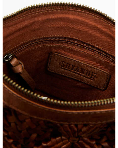 Image #4 - Shyanne Women's Western Heritage Woven Leather Fringe Crossbody Bag , Brown, hi-res