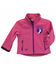Cowgirl Hardware Girls' Too Cute To Cry Embroidered Zip-Front Softshell Jacket , Pink, hi-res