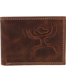 HOOey Men's Embossed Bi-fold Wallet, Brown, hi-res