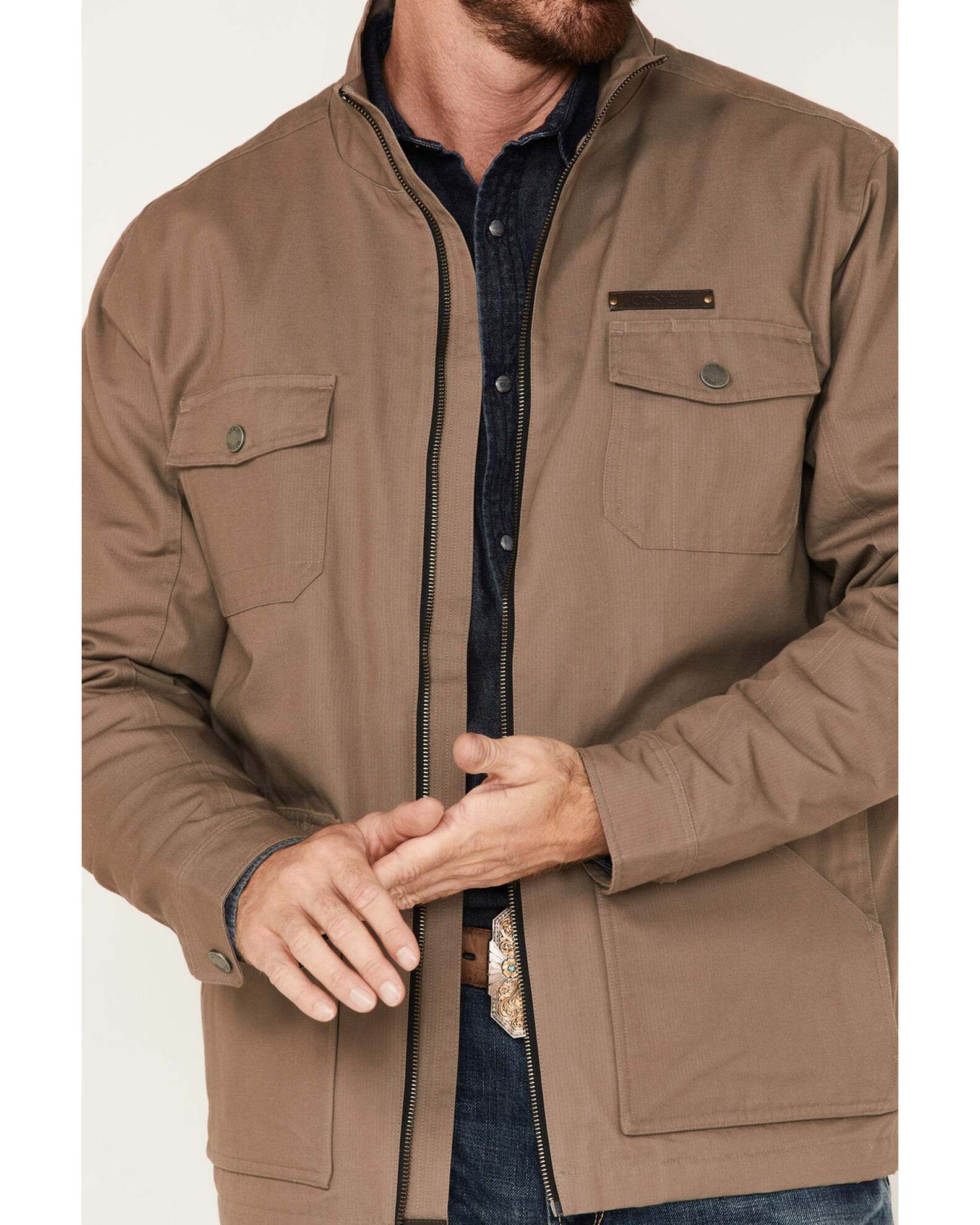 Product Name: Cinch Men's Solid Brushed Twill Zip Canvas Jacket