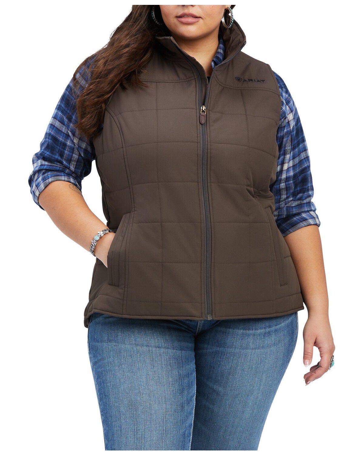 Image #1 - Ariat Women's Crius Insulated Vest - Plus, Brown, hi-res