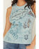 Image #3 - Shyanne Women's Rhinestone Icon Rib Knit Graphic Tank, Aqua, hi-res