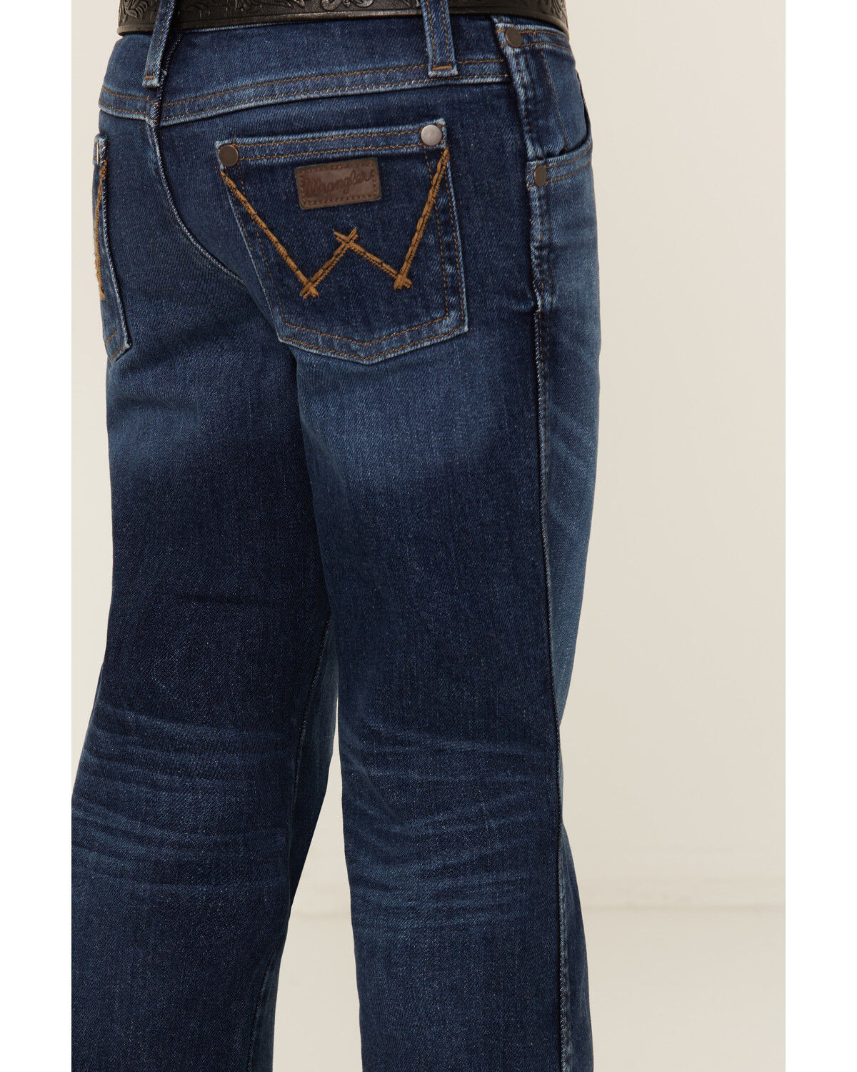 Image #4 - Wrangler Retro Little Boys' Troxler Dark Wash Relaxed Bootcut Stretch Denim Jeans, Blue, hi-res