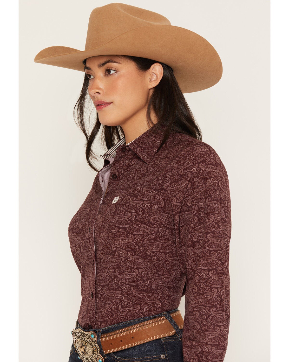 Image #2 - Cinch Women's ARENAFLEX&reg; Paisley Print Long Sleeve Button-Down Stretch Western Shirt, Purple, hi-res