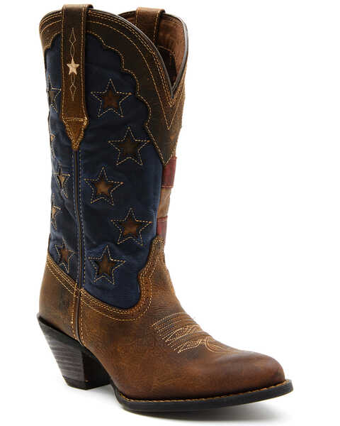 Durango Women's Crush American Flag Western Boots - Round Toe, Brown, hi-res