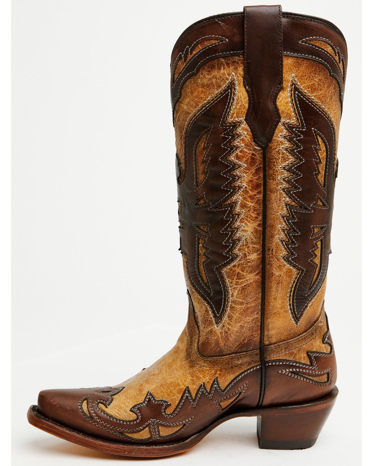 Image #3 - Corral Women's Eagle Overlay Tall Western Boots - Snip Toe, Sand, hi-res