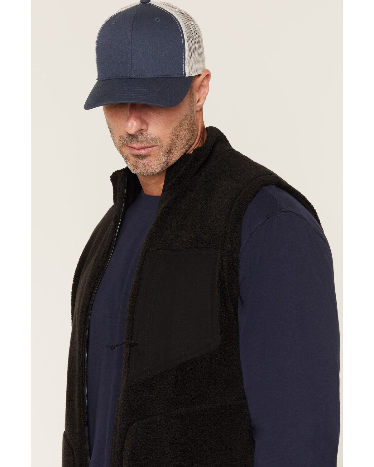 Image #2 - Hawx Men's Bruiser Solid Sherpa Zip-Up Work Vest, Black, hi-res