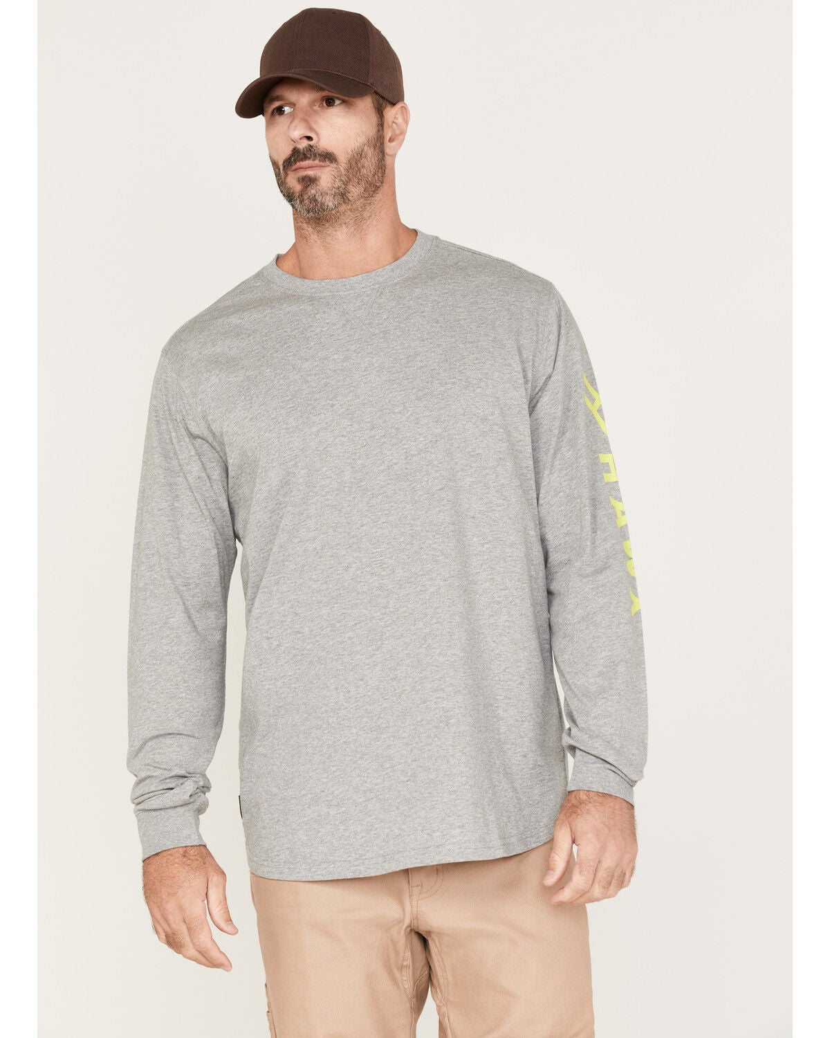 Hawx Men's Solid Logo Graphic Work T-Shirt, Medium Grey, hi-res