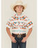 Image #1 - Rock & Roll Denim Boys' Southwestern Print Short Sleeve Pearl Snap Western Shirt, White, hi-res