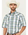 Image #2 - Stetson Men's Plaid Print Short Sleeve Snap Western Shirt, Blue, hi-res