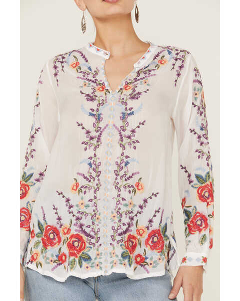 Image #2 - Johnny Was Women's Yasmine Embroidered Long Sleeve White Blouse, White, hi-res