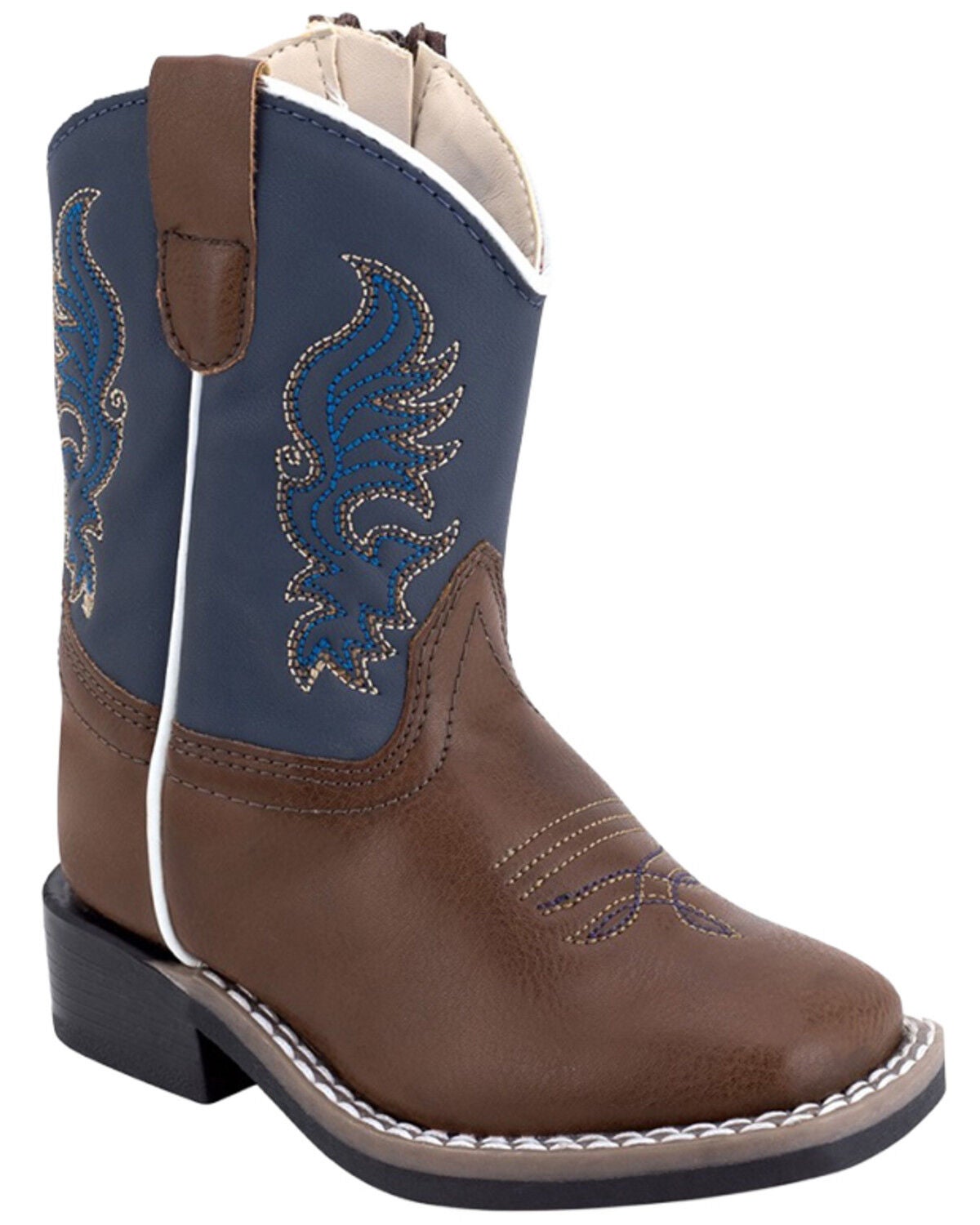Image #1 - Old West Toddler Boys' Western Boots - Broad Square Toe, Navy, hi-res