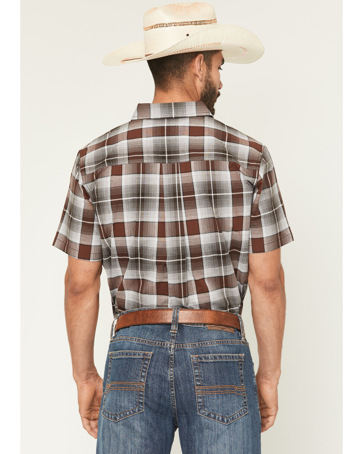 Image #4 - Cody James Men's Urban Rodeo Plaid Print Short Sleeve Button-Down Western Shirt, Brown, hi-res