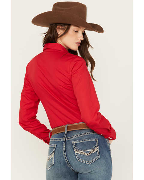 Image #4 - Cinch Women's Solid Red Button-Down Western Shirt, Red, hi-res