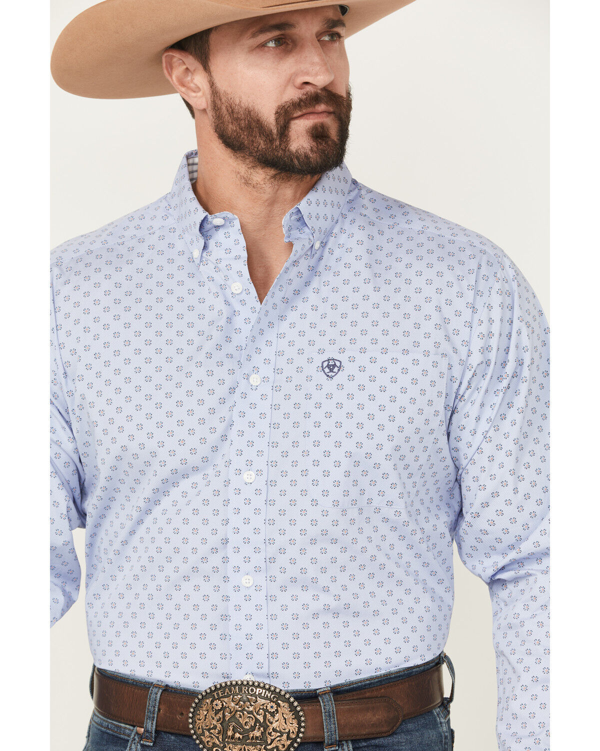 Image #3 - Ariat Men's Otello Geo Print Wrinkle Free Long Sleeve Button-Down Western Shirt, Blue, hi-res