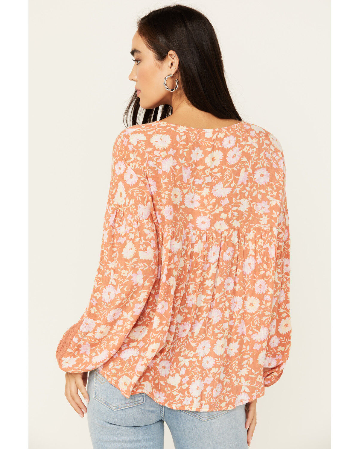 Image #4 - Sadie & Sage Women's With Love Floral Peasant Top, Coral, hi-res