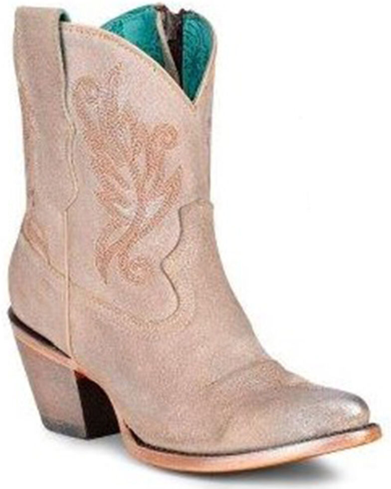 Corral Women's Embroidered Western Fashion Booties - Pointed Toe , Tan, hi-res