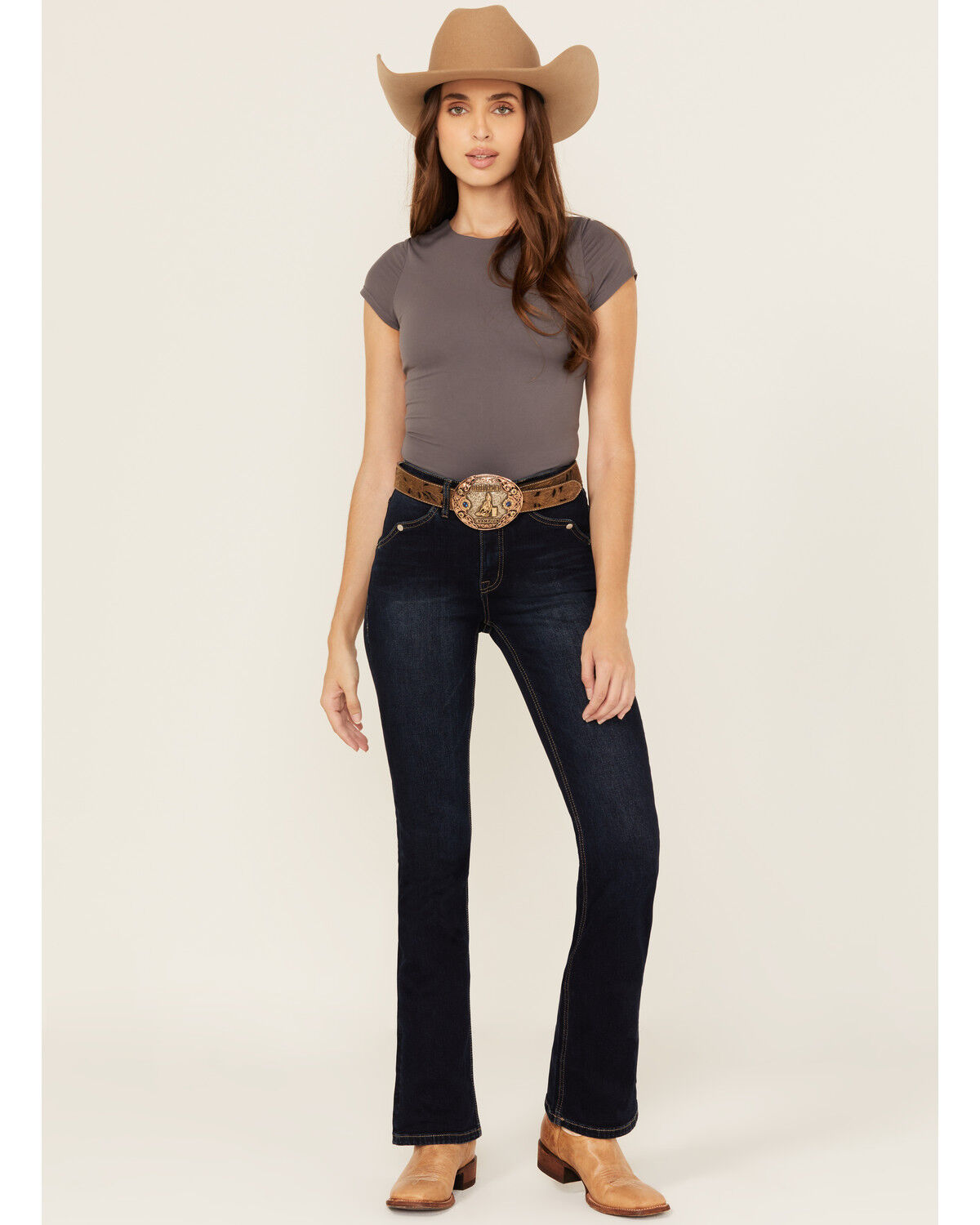 Image #3 - Rock & Roll Denim Women's Dark Wash High Rise Bootcut Stretch Denim Jeans, Dark Wash, hi-res
