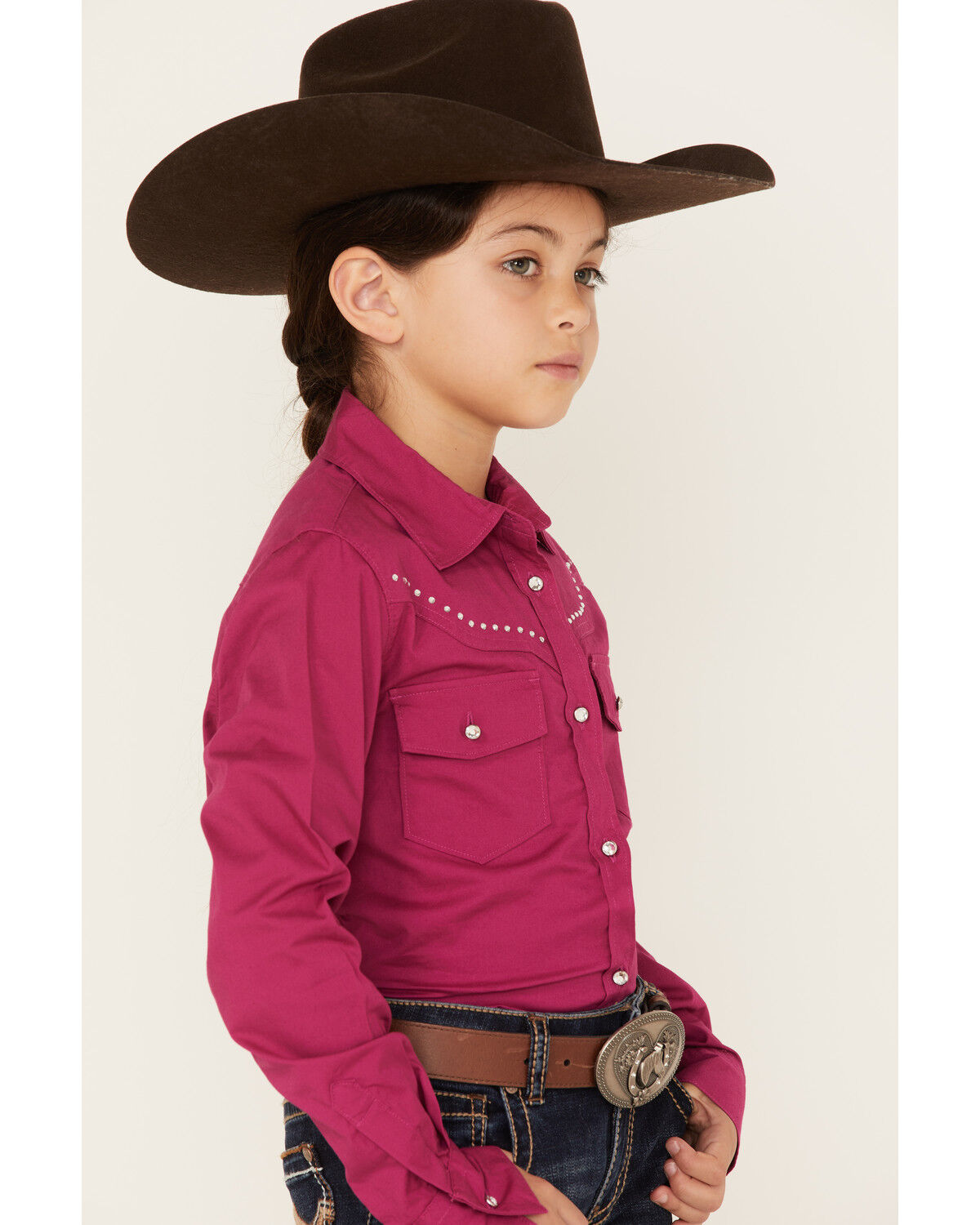 Image #2 - Shyanne Girls' Rhinestone Long Sleeve Western Button-Down Shirt, , hi-res