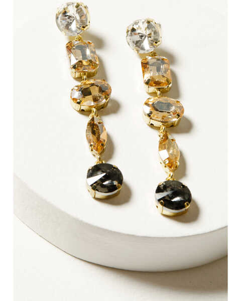 Ink + Alloy Clear to Smoke Ombre-Style Five-Tier Crystal Earrings, Multi, hi-res