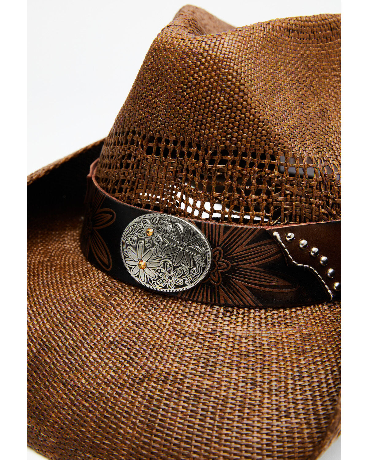 Image #3 - Shyanne Women's Brown Shane Raffia Straw Western Hat, Brown, hi-res