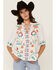 Image #1 - Johnny Was Women's Floral Embroidered V Neck Top, White, hi-res