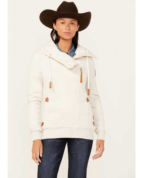 Wanakome Women's Asymmetrical Zip Jacket , Oatmeal, hi-res
